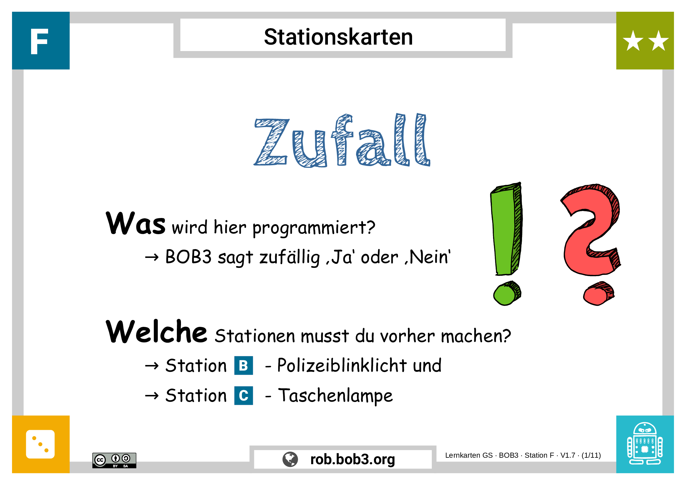 Lernstation F - Zufall - Deckblatt